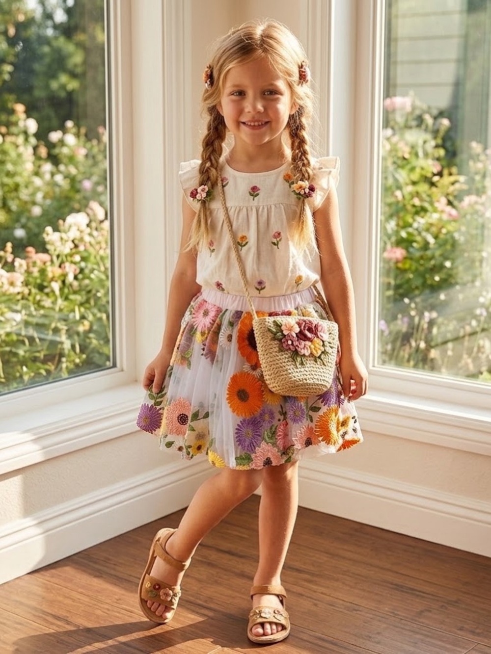The Wishing Elephant Taylor Swift Girls Skirt Floral Embroidered Size 6T